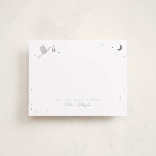 This is a cloud foil stamped stationery with foil pressed by Hudson meet Rose called - a little note - printing on signature in 4.25x5.5