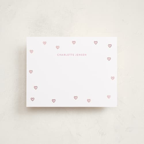 This is a blush foil stamped stationery with foil pressed by Angela Garrick called sweethearts printing on signature in 4.25x5.5