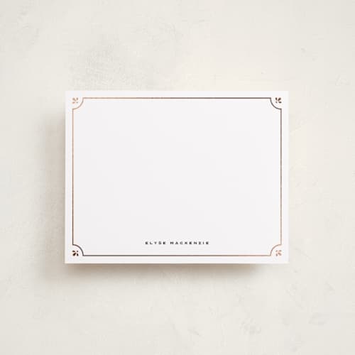 This is a ink foil stamped stationery with foil pressed by Blustery August called le fleur printing on signature in 4.25x5.5