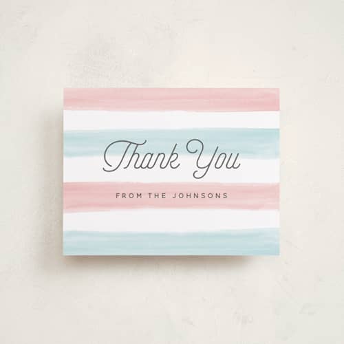 This is a blush wedding thank you cards with standard by Shirley Lin Schneider called cotton candy printing on signature in standard