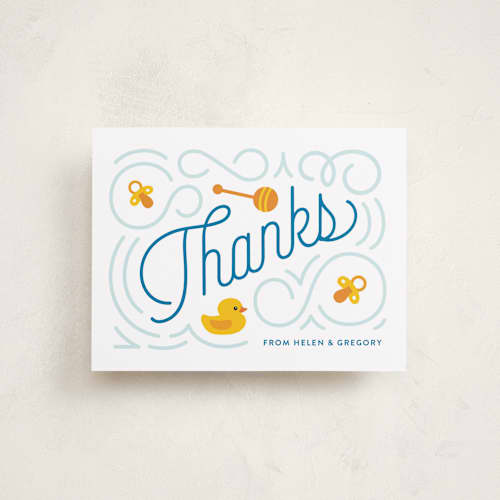 This is a cobalt wedding thank you cards with standard by Genna Blackburn called splash printing on signature in standard