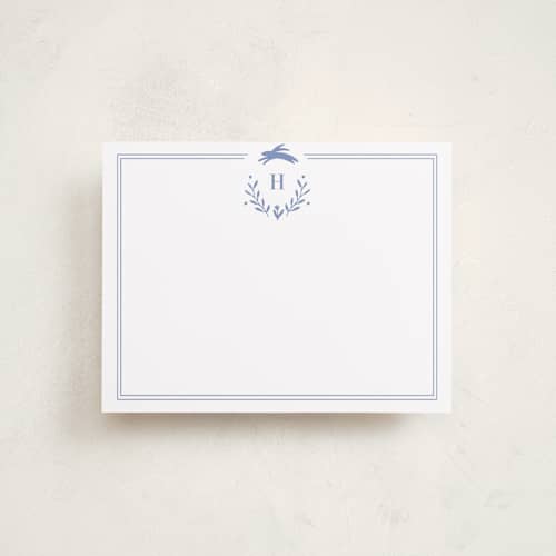 This is a cobalt kids thank you cards notes with standard by Susan Brown called classic baby monogram printing on signature in standard