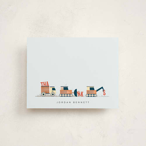 This is a tangerine kids thank you cards notes with standard by Erica Krystek called trucker appreciation printing on signature in standard