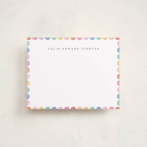 This is a rainbow kids thank you cards notes with standard by Creo Study called rainbow dots printing on signature in standard