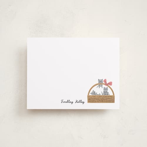 This is a mist kids thank you cards notes with standard by mo kelley called a basket of kittens printing on signature in standard