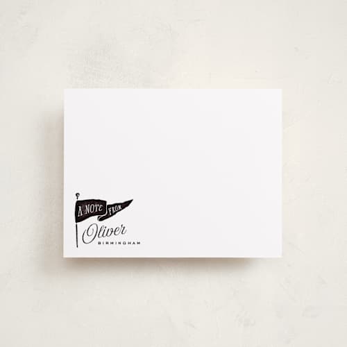 This is a licorice kids thank you cards notes with standard by Oscar and Emma - Karly Depew called vintage pennant printing on signature in standard