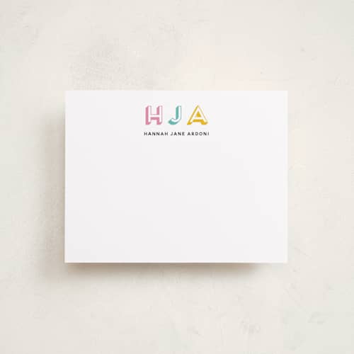 This is a bright kids thank you cards notes with standard by Inkblot Design called initial thoughts printing on signature in standard