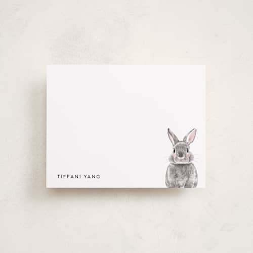 This is a pebble kids thank you cards notes with standard by Cass Loh called baby animal rabbit printing on signature in standard