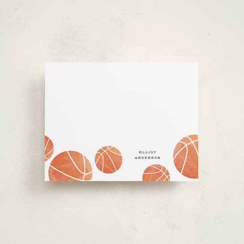 This is a tangerine kids thank you cards notes with standard by Corinne Malesic called bouncing printing on signature in standard