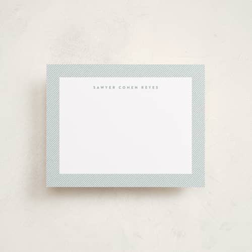 This is a mist kids thank you cards notes with standard by Lea Delaveris called fabric frame printing on signature in standard