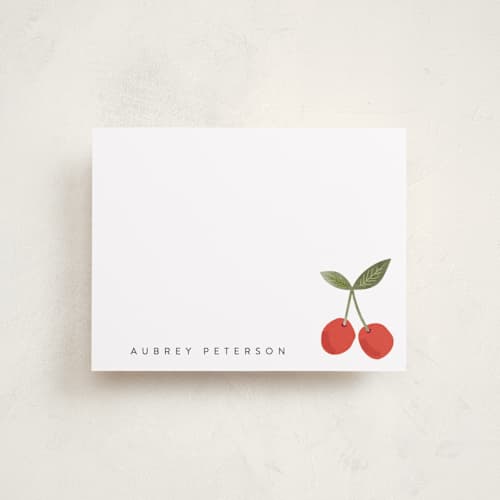 This is a whipped cream kids thank you cards notes with standard by Karidy Walker called twin cherries printing on signature in standard