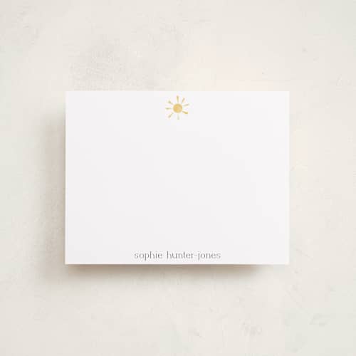This is a golden sun kids thank you cards notes with standard by Holly Rose called simply sunshine printing on signature in standard