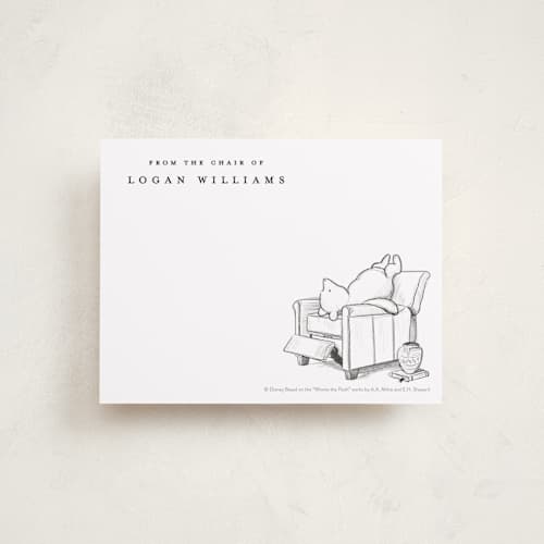 This is a polar bear kids thank you cards notes with standard by Stefanie Lane called pooh lounging from disney's winnie the pooh printing on signature in standard