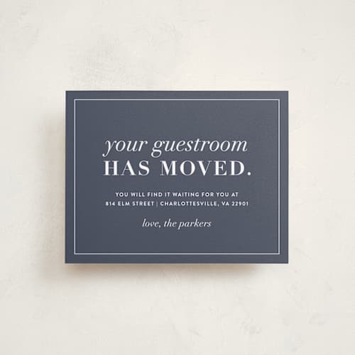 This is a denim moving announcements with standard by Amy Kross called new guestroom printing on signature in standard