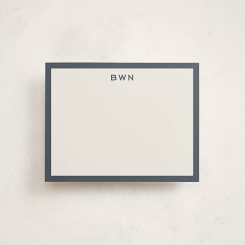 This is a slate personalized stationery thank you cards with standard by Megan Davis called tailor printing on signature in 4.25x5.5