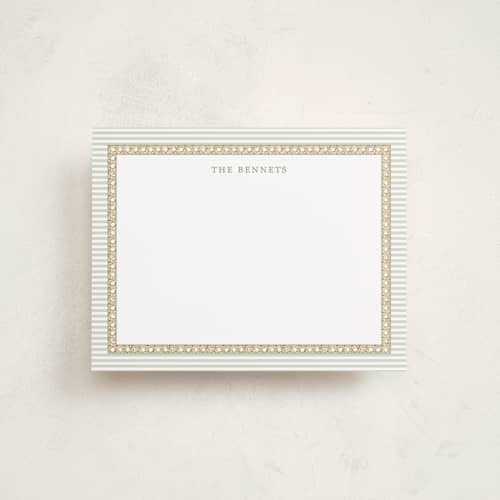 This is a pine personalized stationery thank you cards with standard by Bayberry Kate called woven pine printing on signature in 4.25x5.5