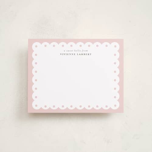 This is a blush personalized stationery thank you cards with standard by Shirley Lin Schneider called southern charm printing on signature in 4.25x5.5