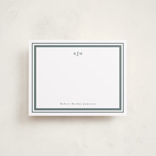 This is a vetiver personalized stationery thank you cards with standard by Tamara Hilje called elegant border printing on signature in 4.25x5.5