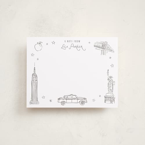 This is a haze personalized stationery thank you cards with standard by Sarah Curry called iconic nyc printing on signature in 4.25x5.5