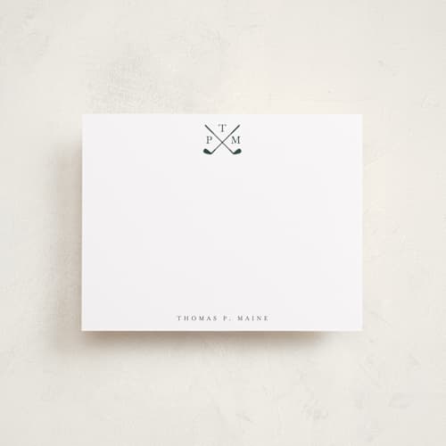 This is a forest personalized stationery thank you cards with standard by Stacey Meacham called golf pro monogram printing on signature in 4.25x5.5