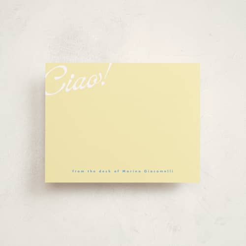 This is a limoncello personalized stationery thank you cards with standard by Tamara Hilje called ciao printing on signature in 4.25x5.5