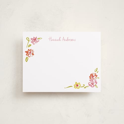 This is a sugar personalized stationery thank you cards with standard by samovilka called pinkorangeflorals printing on signature in 4.25x5.5
