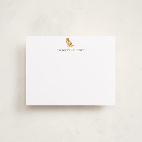 This is a clover personalized stationery thank you cards with standard by Sarah Knight called golden retriever printing on signature in 4.25x5.5