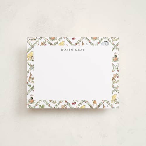 This is a garden personalized stationery thank you cards with standard by Sarah Knight called disney rabbit's garden printing on signature in 4.25x5.5