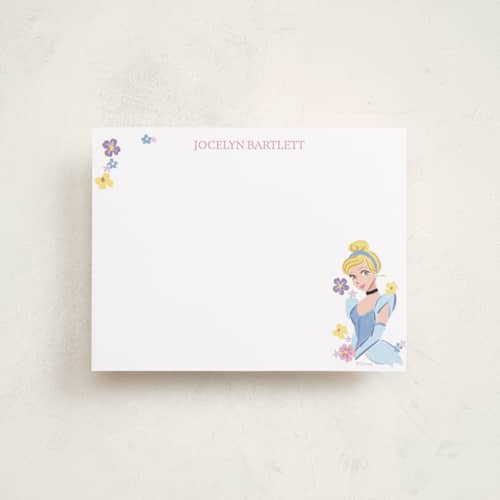 This is a cotton candy personalized stationery thank you cards with standard by Cass Loh called disney's cinderella friendship printing on signature in 4.25x5.5