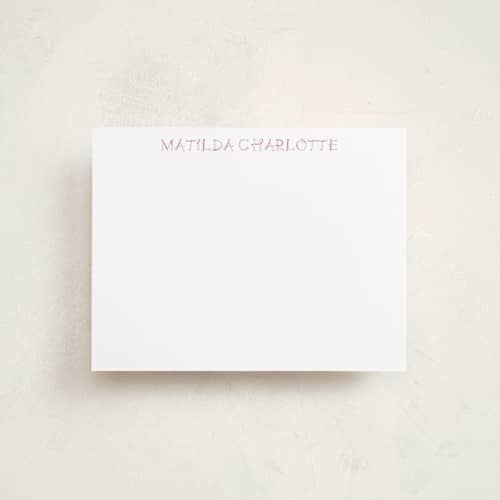 This is a petal personalized stationery thank you cards with standard by Mellary Bitner called bold ribbon printing on signature in 4.25x5.5