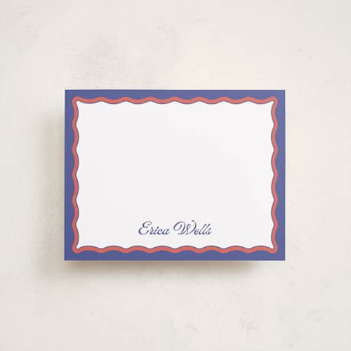 This is a ocean personalized stationery thank you cards with standard by Becky Nimoy called wavy two tone printing on signature in 4.25x5.5