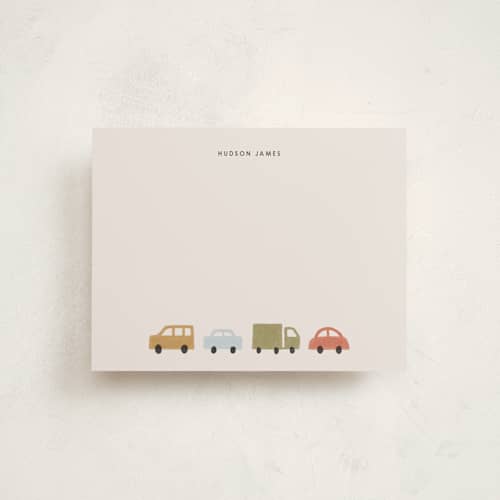 This is a sand personalized stationery thank you cards with standard by taylorVdesign called traffic jam printing on signature in 4.25x5.5
