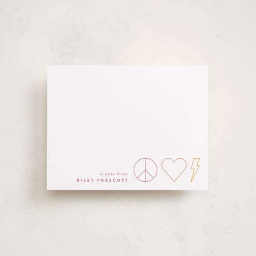 This is a fairy personalized stationery thank you cards with standard by Alexandra Cohn called peace and love printing on signature in 4.25x5.5