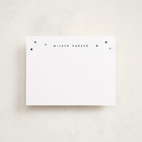 This is a night time personalized stationery thank you cards with standard by Stacey Meacham called my stars printing on signature in 4.25x5.5