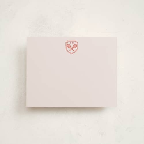 This is a verona sunset personalized stationery thank you cards with standard by Megan Davis called racquet printing on signature in 4.25x5.5