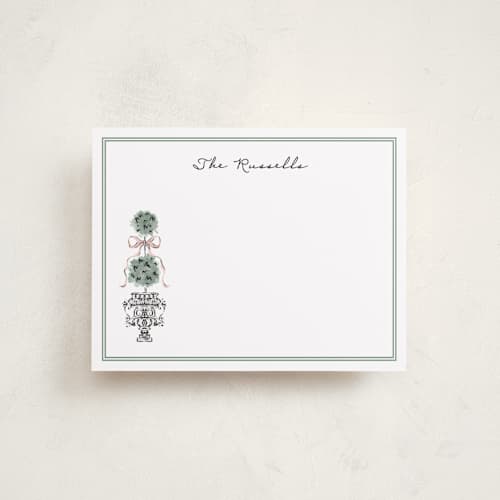 This is a forest personalized stationery thank you cards with standard by Jackie Crawford called hand illustrated topiary printing on signature in 4.25x5.5