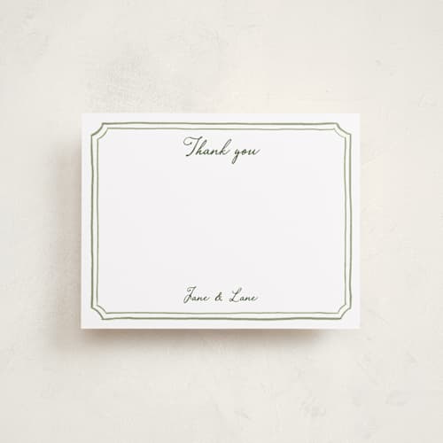 This is a moss personalized stationery thank you cards with standard by Cass Loh called handwritten printing on signature in 4.25x5.5