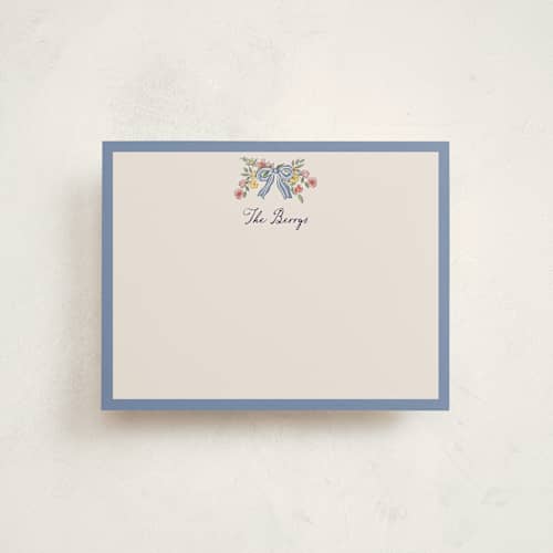This is a cornflower personalized stationery thank you cards with standard by Chris Griffith called a wedding in low country printing on signature in 4.25x5.5