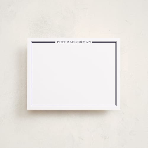 This is a darknight blue personalized stationery thank you cards with standard by The Social Type called gentleman printing on signature in 4.25x5.5