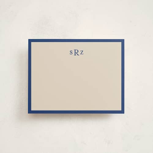This is a navy personalized stationery thank you cards with standard by Ani Somi called theodore printing on signature in 4.25x5.5