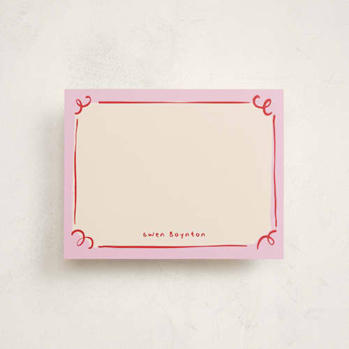 This is a candy personalized stationery thank you cards with standard by Anastasia Makarova called curly corners printing on signature in 4.25x5.5