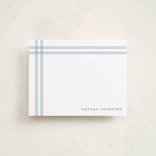 This is a denim personalized stationery thank you cards with standard by Jenny Millington called framed printing on signature in 4.25x5.5