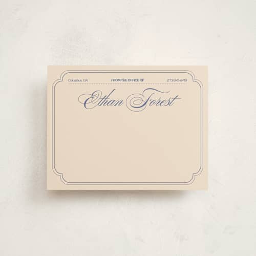 This is a cream personalized stationery thank you cards with standard by Abby Fabrizio called from the office vintage printing on signature in 4.25x5.5