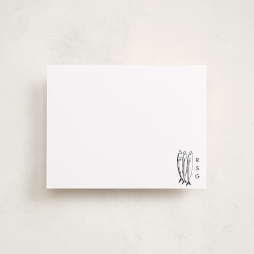 This is a ink personalized stationery thank you cards with standard by Megan Davis called sardines printing on signature in 4.25x5.5