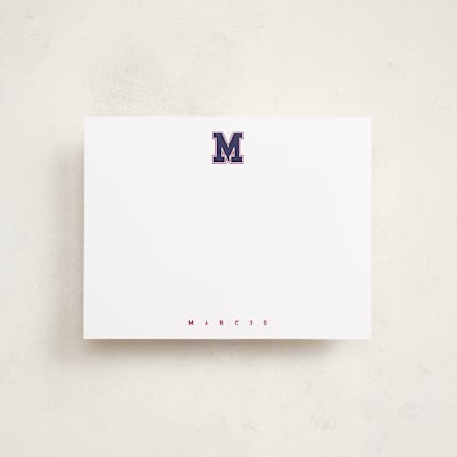 This is a patriot personalized stationery thank you cards with standard by Kamala Nahas called varsity printing on signature in 4.25x5.5