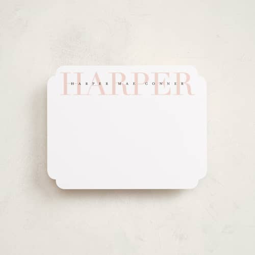 This is a blush kids thank you cards notes with standard by Lauren Chism called love-ly printing on signature in standard