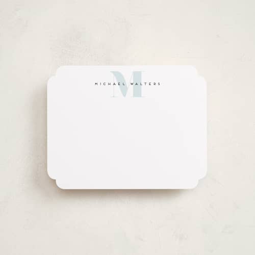 This is a marine personalized stationery thank you cards with standard by Creo Study called strong initial printing on signature in 4.25x5.5