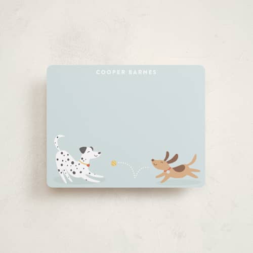 This is a sky kids thank you cards notes with standard by Susan Asbill called playful pups printing on signature in standard