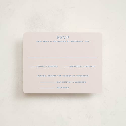This is a bluebell bar mitzvah bat mitzvah invitations with standard by Megan Davis called racquet printing on signature in standard