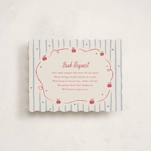 This is a picnic baby shower insert cards with standard by Carolyn MacLaren called apple of my eye printing on signature in standard